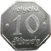 10 Pfennig - Cottbus, Germany, 1921 reverse image