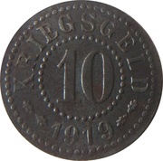 10 Pfennig - Frankfurt an der Oder, Germany, 1919 reverse image