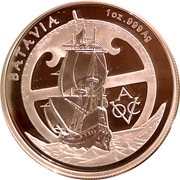 5 Dollars - Elizabeth II 4th Portrait - VOC Batavia - Silver Proof, Australia, 2015 reverse image