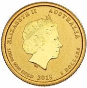 5 Dollars - Elizabeth II 4th Portrait - Year of the Goat - Gold Bullion Coin obverse image
