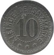 10 Pfennig - Züllichau, Germany, 1918 reverse image
