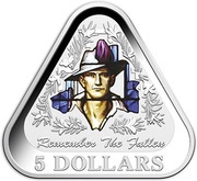 5 Dollars - Elizabeth II 4th Portrait - Remember The Fallen - Silver Proof, Australia, 2016 reverse image