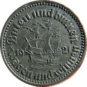 50 Pfennig - Bremen, Germany, 1921 reverse image