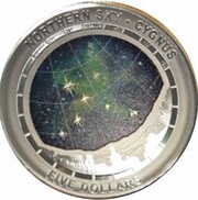 5 Dollars - Elizabeth II 4th Portrait - Northern Sky - Cygnus - Silver Domed, Australia, 2016 reverse image