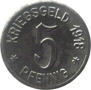 5 Pfennig - Neidenburg, Germany, 1918 reverse image