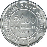 5⁄100 Verrechnungsmarke - Hamburg obverse image