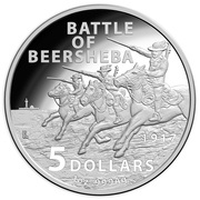 5 Dollars - Elizabeth II 4th Portrait - Century of the Battle of Beersheba - Silver Proof, Australia, 2017 reverse image