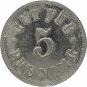 5 Pfennig - Hanau Heinr. and Aug. Brüning, Germany,  reverse image