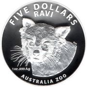 5 Dollars - Elizabeth II 4th Portrait - Ravi - Red Panda - High Relief reverse image
