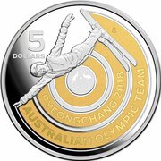 5 Dollars - Elizabeth II 4th Portrait - Winter Olympics Pyeongchang - Silver Proof, Australia, 2018 reverse image