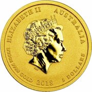 5 Dollars - Elizabeth II 4th Portrait - Year of the Dog - Gold Bullion Coin obverse image