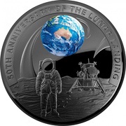 5 Dollars - Elizabeth II 4th Portrait - Moon Landing 50th Anniversary - Silver Domed, Australia, 2019 reverse image