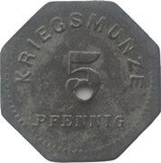 5 Pfennig - Bensheim, Germany, 1917 reverse image