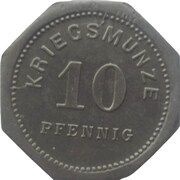 10 Pfennig - Bensheim, Germany, 1917 reverse image