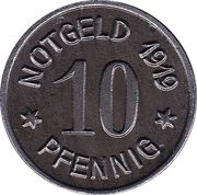 10 Pfennig - Bingen am Rhein, Germany, 1919 reverse image