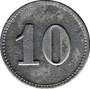 10 Pfennig - Mühlheim am Main Schrauben Industrie, Germany,  reverse image