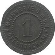 1 Pfennig - Offenbach Mainwerke G.m.b.H., Germany,  reverse image