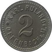 2 Pfennig - Offenbach Karl Ruland, Germany,  reverse image