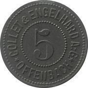 5 Pfennig - Offenbach Collet and Engelhard A.G. obverse image