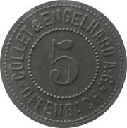 5 Pfennig - Offenbach Collet and Engelhard A.G., Germany,  reverse image