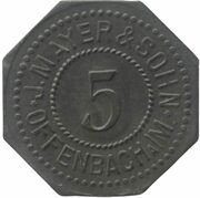 5 Pfennig - Offenbach am Main J. Mayer and Sohn obverse image