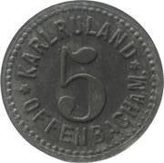 5 Pfennig - Offenbach Karl Ruland, Germany,  reverse image