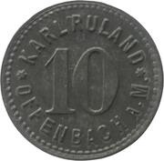10 Pfennig - Offenbach Karl Ruland, Germany,  reverse image