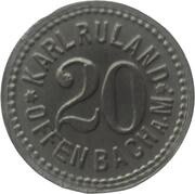 20 Pfennig - Offenbach Karl Ruland, Germany,  reverse image