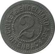 2 Pfennig - Offenbach Collet and Engelhard A.G., Germany,  reverse image