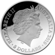 5 Dollars - Elizabeth II 4th Portrait - A New Map of the World; Silver Domed obverse image