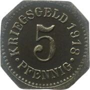 5 Pfennig - Sigmaringen, Germany, 1918 reverse image