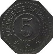 5 Pfennig - Liebau H. and F. Wihard, Germany,  reverse image