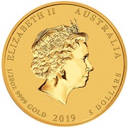 5 Dollars - Elizabeth II 4th Portrait - Year of the Pig - Gold Bullion Coin obverse image