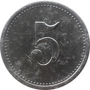 5 Pfennig - Teterow, Germany,  reverse image