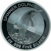 5 Dollars - Elizabeth II 6th Portrait - Spinner Dolphin - High Relief, Australia, 2020 reverse image
