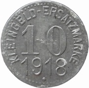10 Pfennig - Lassan Carl Duden, Germany, 1918 reverse image