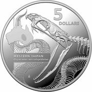 5 Dollars - Elizabeth II 6th Portrait - Western Taipan - Silver Proof, Australia, 2020 reverse image