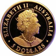 5 Dollars - Elizabeth II 6th Portrait - Hand of Faith - Gold Proof obverse image