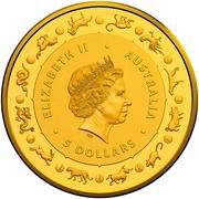 5 Dollars - Elizabeth II 4th Portrait - Year of the Rat - Gold Bullion Coin obverse image