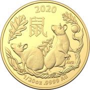 5 Dollars - Elizabeth II 4th Portrait - Year of the Rat - Gold Bullion Coin, Australia, 2020 reverse image