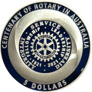 5 Dollars - Elizabeth II 6th Portrait - Centenary of Rotary in Australia, Australia, 2021 reverse image