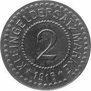 2 Pfennig - Schneidemühl, Germany, 1916 reverse image
