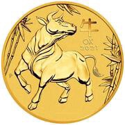 5 Dollars - Elizabeth II 6th Portrait - Year of the Ox - Gold Bullion Coin, Australia, 2021 reverse image