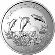 5 Dollars - Elizabeth II 6th Portrait - Dusky Dolphin - High Relief, Australia, 2022 reverse image
