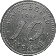 10 Pfennig - Barmen, Germany, 1917 reverse image
