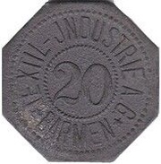 20 Pfennig - Barmen Textil-Industrie A.G. obverse image