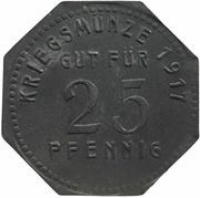25 Pfennig - Bonn Hauptmannsche Druckerei, Germany, 1917 reverse image