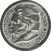 25 Pfennig - Bonn Ludwig van Beethoven, Germany, 1920 reverse image