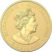 5 Dollars - Elizabeth II 6th Portrait - Mini Kookaburra; Gold Bullion obverse image