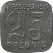 25 Pfennig - Dinslaken, Germany, 1917 reverse image
